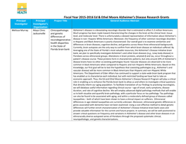 Fiscal Year 2015-2016 Ed & Ethel Moore Alzheimer's Disease