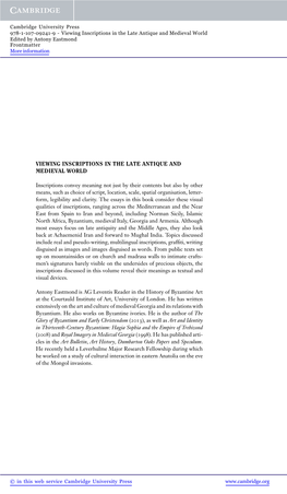 Viewing Inscriptions in the Late Antique and Medieval World Edited by Antony Eastmond Frontmatter More Information