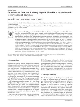 Grumiplucite from the Rudňany Deposit, Slovakia: a Second World- -Occurrence and New Data