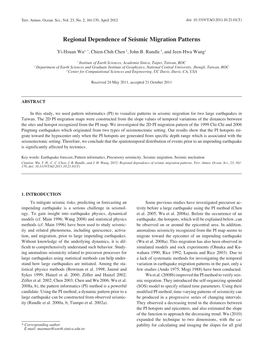 Regional Dependence of Seismic Migration Patterns