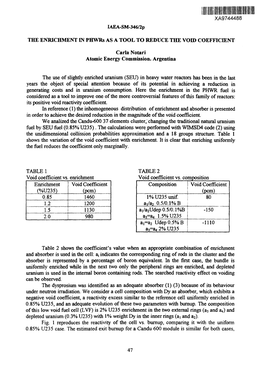 XA9744488 IAEA-SM-346/2P the ENRICHMENT in Phwrs AS a TOOL to REDUCE the VOID COEFFICIENT Carla Notari Atomic Energy Commission