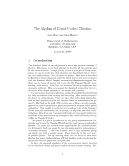 The Algebra of Grand Unified Theories