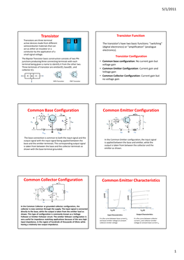 Transistor Common Base Configuration Common Emitter