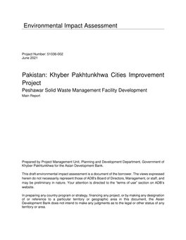 Environmental Impact Assessment Pakistan: Khyber Pakhtunkhwa Cities Improvement Project