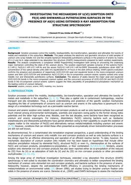 And Shewanella Putrefaciens Surfaces in the Presence of As(V) Using Extended X-Ray Absorption Fine Structure Spectroscopy