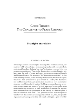 Crisis Theory: the Challenge to Peace Research