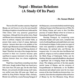 Nepal-Bhutan Relations (A Study of Its Past)