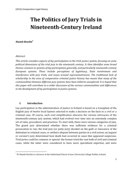 The Politics of Jury Trials in Nineteenth-Century Ireland