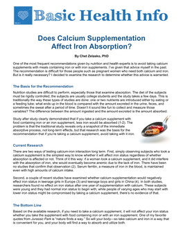 Does Calcium Supplementation Affect Iron Absorption?