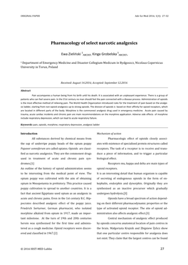 Pharmacology of Select Narcotic Analgesics