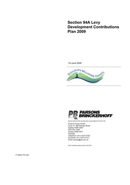 Section 94A Levy Development Contributions Plan 2009