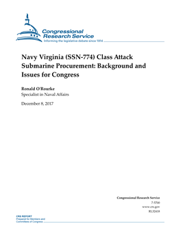 Navy Virginia (SSN-774) Class Attack Submarine Procurement: Background and Issues for Congress