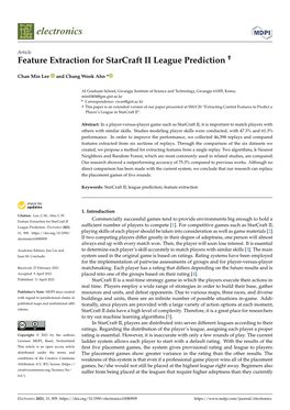 Feature Extraction for Starcraft II League Prediction †