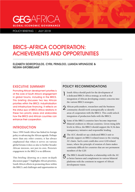 Brics–Africa Cooperation: Achievements and Opportunities