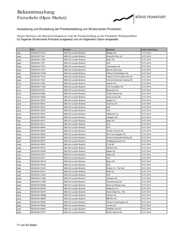 Bekanntmachung Freiverkehr (Open Market)