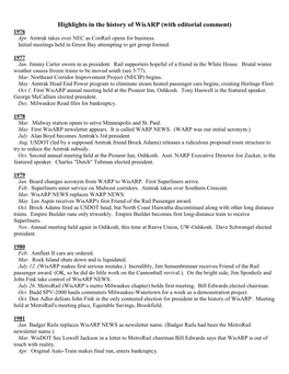 Wisarp History Thru October 1997