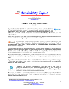 Availability Digest