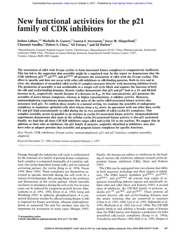 New Functional Activities for the P21 Family of CDK Inhibitors