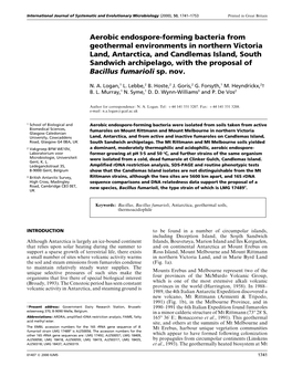 Aerobic Endospore-Forming Bacteria from Geothermal Environments in Northern Victoria Land, Antarctica, and Candlemas Island