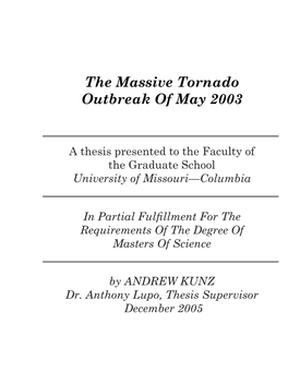 The Massive Tornado Outbreak of May 2003