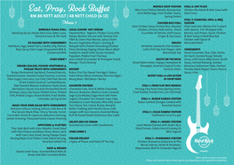 Eat Pray Rock Buffet Menu