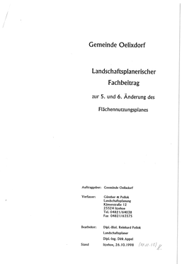 Gemeinde Oelixdorf Landschaftsplanerischer Fachbeitrag