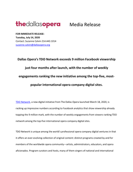 TDO Network Press Release