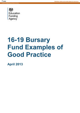 16-19 Bursary Fund Examples of Good Practice