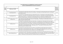 List of Polling Stations for 32 CHENGALPATTU Assembly Constituency Within the 6 KANCHIPURAM (SC) Parlimentry Constituency