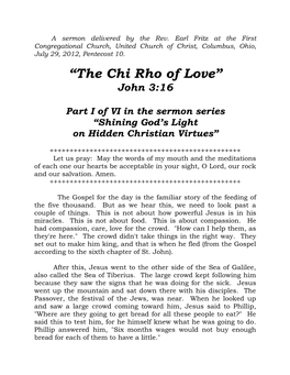 “The Chi Rho of Love” John 3:16