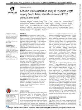 Genome-Wide Association Study of Telomere Length Among South