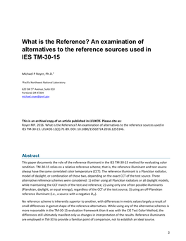 An Examination of Alternatives to the Reference Sources Used in IES TM-30-15