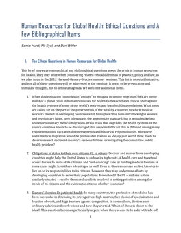 Human Resources for Global Health: Ethical Questions and a Few Bibliographical Items