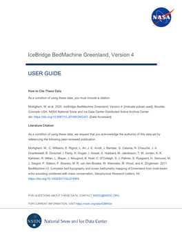 Icebridge Bedmachine Greenland, Version 4 USER GUIDE