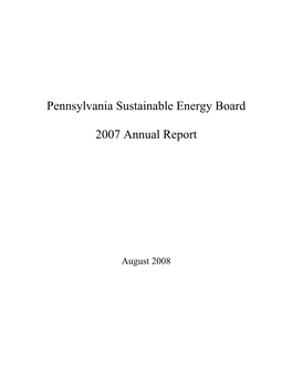 Pennsylvania Sustainable Energy Board 2007 Annual Report