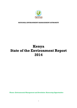 Kenya State of the Environment Report 2014