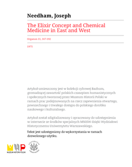 The Elixir Concept and Chemical Medicine in East and West