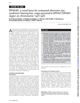 DFNA49, a Novel Locus for Autosomal Dominant Non- Syndromic Hearing