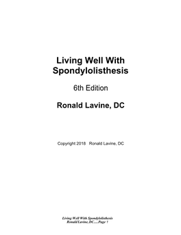 Living Well with Spondylolisthesis