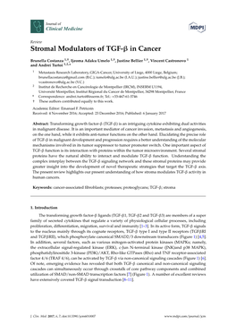 Stromal Modulators of TGF- in Cancer