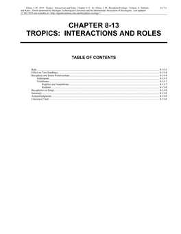 Volume 4, Chapter 8-13: Tropics: Interactions and Roles