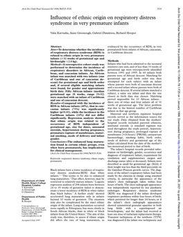 Influence of Ethnic Origin on Respiratory Distress Syndrome In