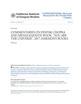 Commentaries on Deepak Chopra and Menas Kafatos' Book