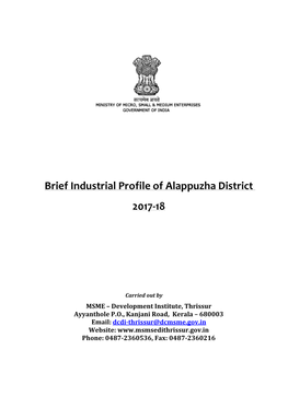 Brief Industrial Profile of Alappuzha District 2017-18