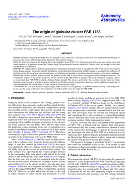 The Origin of Globular Cluster FSR 1758 Fu-Chi Yeh1, Giovanni Carraro1, Vladimir I