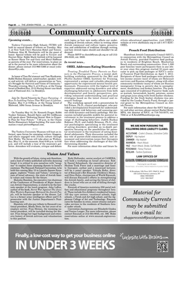 IN UNDER 3 WEEKS Friday, April 29, 2011 THE JEWISH PRESS  Page 61 Community Currents