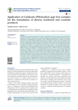 Phlebodium Spp) Fern Complex for the Formulation of Diverse Medicinal and Cosmetic Products