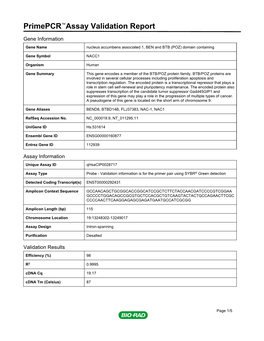 Primepcr™Assay Validation Report