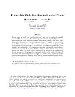 Product Life Cycle, Learning, and Nominal Shocks∗