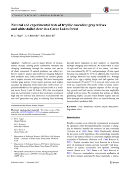 Natural and Experimental Tests of Trophic Cascades: Gray Wolves and White‑Tailed Deer in a Great Lakes Forest